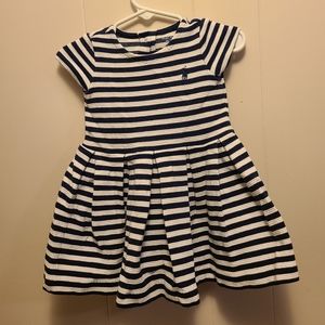 Ralph Lauren dress, dark blue and white striped, 9 months